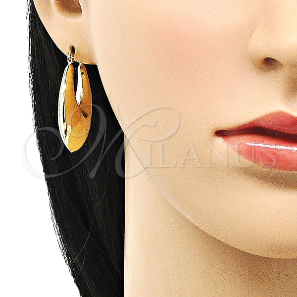 Gold Filled Hoop Earrings — Small Hoop Hollow Design Polished 02. — alternate product view — SKU 151056 | Oro Laminado aretes de aro — Small Hoop Hollow diseño pulido 02. — SKU 151056