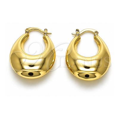 Oro Laminado Small Hoop, Gold Filled Style Hollow Design, Polished, Golden Finish, 02.163.0165.25