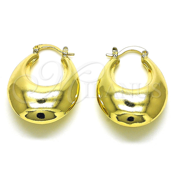 Oro Laminado Small Hoop, Gold Filled Style Hollow Design, Polished, Golden Finish, 02.163.0165.25