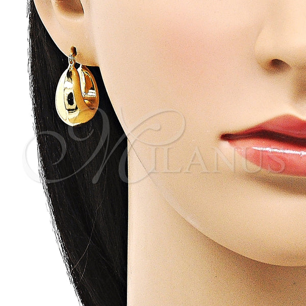 Gold Filled Hoop Earrings — Small Hoop Hollow Design Polished 02. — alternate product view — SKU 151057 | Oro Laminado aretes de aro — Small Hoop Hollow diseño pulido 02. — SKU 151057