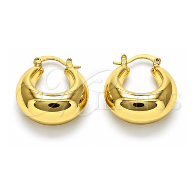 Oro Laminado Small Hoop, Gold Filled Style Hollow Design, Polished, Golden Finish, 02.163.0166.20