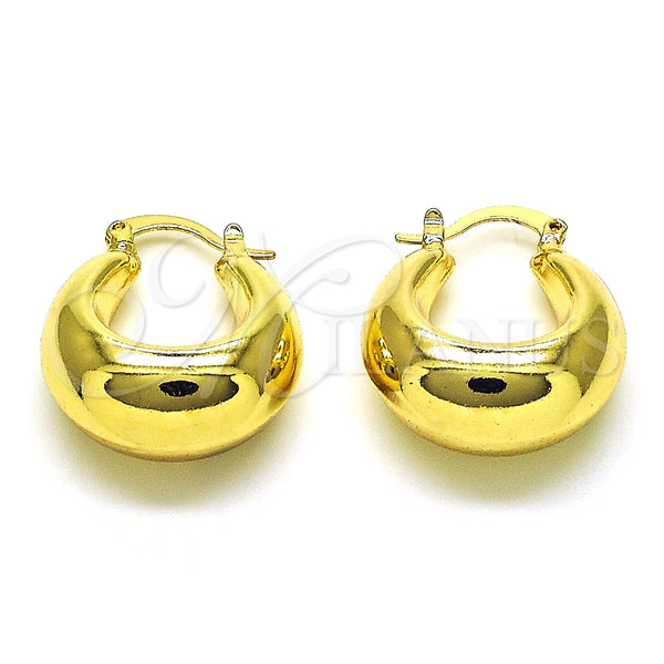 Gold Filled Hoop Earrings — Small Hoop Hollow Design Polished 02. — main product view — SKU 151057 | Oro Laminado aretes de aro — Small Hoop Hollow diseño pulido 02. — SKU 151057