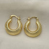 Oro Laminado Small Hoop, Gold Filled Style Chunky Design, Diamond Cutting Finish, Golden Finish, 02.163.0167.20