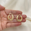Oro Laminado Small Hoop, Gold Filled Style Hollow Design, Diamond Cutting Finish, Golden Finish, 02.163.0167.20