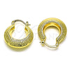 Oro Laminado Small Hoop, Gold Filled Style Hollow Design, Diamond Cutting Finish, Golden Finish, 02.163.0167.20