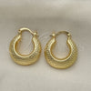Oro Laminado Small Hoop, Gold Filled Style Hollow Design, Diamond Cutting Finish, Golden Finish, 02.163.0167.20