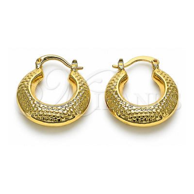 Oro Laminado Small Hoop, Gold Filled Style Hollow Design, Diamond Cutting Finish, Golden Finish, 02.163.0167.20