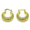 Oro Laminado Small Hoop, Gold Filled Style Hollow Design, Diamond Cutting Finish, Golden Finish, 02.163.0167.20