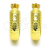 Oro Laminado Stud Earring, Gold Filled Style Hollow Design, Diamond Cutting Finish, Golden Finish, 02.163.0169.30