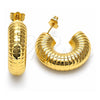 Oro Laminado Stud Earring, Gold Filled Style Hollow Design, Diamond Cutting Finish, Golden Finish, 02.163.0169.30