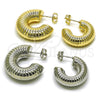 Oro Laminado Stud Earring, Gold Filled Style Hollow Design, Diamond Cutting Finish, Golden Finish, 02.163.0169.30