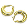 Oro Laminado Medium Hoop, Gold Filled Style Hollow Design, Polished, Golden Finish, 02.163.0170.35
