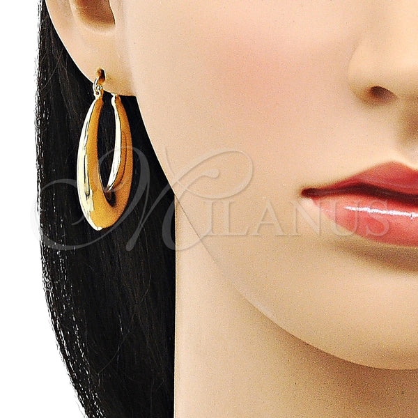 Gold Filled Hoop Earrings — Medium Hoop Hollow Design Polished 02. — alternate product view — SKU 151062 | Oro Laminado aretes de aro — Medium Hoop Hollow diseño pulido 02. — SKU 151062