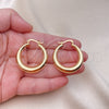 Oro Laminado Medium Hoop, Gold Filled Style Hollow Design, Polished, Golden Finish, 02.163.0170.35