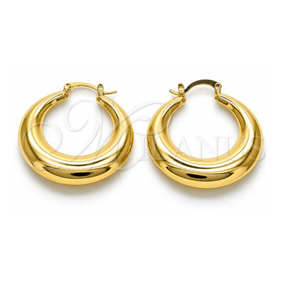 Oro Laminado Medium Hoop, Gold Filled Style Hollow Design, Polished, Golden Finish, 02.163.0170.35