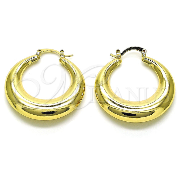 Gold Filled Hoop Earrings — Medium Hoop Hollow Design Polished 02. — main product view — SKU 151062 | Oro Laminado aretes de aro — Medium Hoop Hollow diseño pulido 02. — SKU 151062