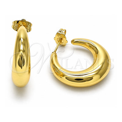 Oro Laminado Stud Earring, Gold Filled Style Hollow Design, Polished, Golden Finish, 02.163.0171.25