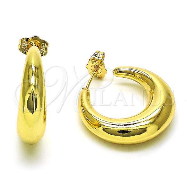 Oro Laminado Stud Earring, Gold Filled Style Hollow Design, Polished, Golden Finish, 02.163.0171.25