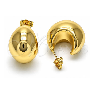 Oro Laminado Stud Earring, Gold Filled Style Hollow Design, Polished, Golden Finish, 02.163.0172.25