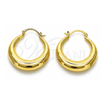 Oro Laminado Medium Hoop, Gold Filled Style Hollow Design, Polished, Golden Finish, 02.163.0174.35