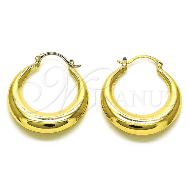 Gold Filled Hoop Earrings — Medium Hoop Hollow Design Polished 02. — main product view — SKU 151066 | Oro Laminado aretes de aro — Medium Hoop Hollow diseño pulido 02. — SKU 151066