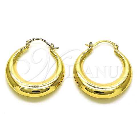 Oro Laminado Medium Hoop, Gold Filled Style Hollow Design, Polished, Golden Finish, 02.163.0174.35