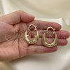 Oro Laminado Medium Hoop, Gold Filled Style Dolphin and Hollow Design, Diamond Cutting Finish, Golden Finish, 02.163.0175.30