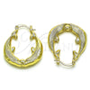 Oro Laminado Medium Hoop, Gold Filled Style Dolphin and Hollow Design, Diamond Cutting Finish, Golden Finish, 02.163.0175.30