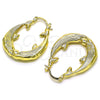 Oro Laminado Medium Hoop, Gold Filled Style Dolphin and Hollow Design, Diamond Cutting Finish, Golden Finish, 02.163.0175.30