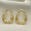 Oro Laminado Medium Hoop, Gold Filled Style Dolphin and Hollow Design, Diamond Cutting Finish, Golden Finish, 02.163.0175.30