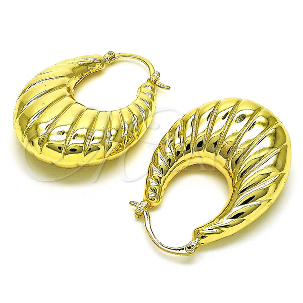 Gold Filled Hoop Earrings — Medium Hoop Hollow Design Diamond Cutting 02. — alternate product view — SKU 151068 | Oro Laminado aretes de aro — Medium Hoop Hollow diseño Diamond Cutting 02. — SKU 151068
