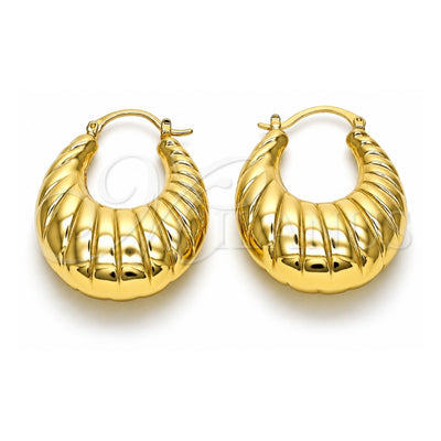 Oro Laminado Medium Hoop, Gold Filled Style Hollow Design, Diamond Cutting Finish, Golden Finish, 02.163.0176.30