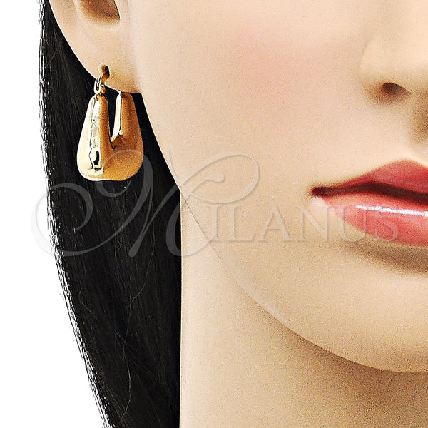 Gold Filled Hoop Earrings — Small Hoop Hollow Design Polished 02. — alternate product view — SKU 151069 | Oro Laminado aretes de aro — Small Hoop Hollow diseño pulido 02. — SKU 151069