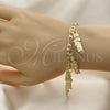 Oro Laminado Charm Bracelet, Gold Filled Style San Judas and Figaro Design, Polished, Golden Finish, 03.351.0161.07 (04 MM Thickness, 7 Inches Length)