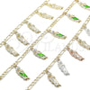Oro Laminado Charm Bracelet, Gold Filled Style San Judas and Figaro Design, Polished, Tricolor for wholesale, additional product view 7