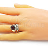 Oro Laminado Multi Stone Ring, Gold Filled Style Owl Design, with Garnet and Black Cubic Zirconia, Polished, Golden Finish, 01.380.0016.1.09 (Size 9)