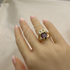 Oro Laminado Multi Stone Ring, Gold Filled Style Owl Design, with Garnet and Black Cubic Zirconia, Polished, Golden Finish, 01.380.0016.1.09 (Size 9)