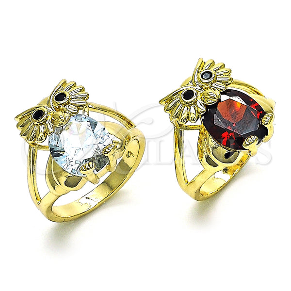 Gold Filled Ring — Multi Stone Ring Owl Design with Garnet and — alternate product view — SKU 151085 | Oro Laminado anillo — Multi Stone Ring Owl diseño with Garnet and — SKU 151085