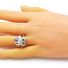 Oro Laminado Multi Stone Ring, Gold Filled Style Owl Design, with White and Black Cubic Zirconia, Polished for wholesale, additional product view 2