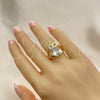 Oro Laminado Multi Stone Ring, Gold Filled Style Owl Design, with White and Black Cubic Zirconia, Polished for wholesale, additional product view 3