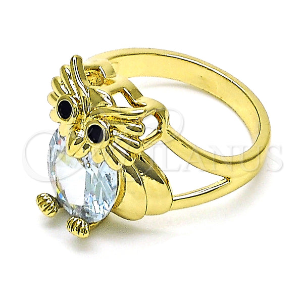 Gold Filled Ring — Multi Stone Ring Owl Design with White and — main product view — SKU 151086 | Oro Laminado anillo — Multi Stone Ring Owl diseño with blanco and — SKU 151086