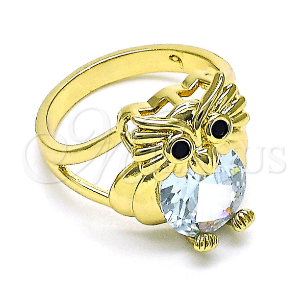 Gold Filled Ring — Multi Stone Ring Owl Design with White and — alternate product view — SKU 151086 | Oro Laminado anillo — Multi Stone Ring Owl diseño with blanco and — SKU 151086