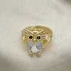 Oro Laminado Multi Stone Ring, Gold Filled Style Owl Design, with White and Black Cubic Zirconia, Polished for wholesale, additional product view 6