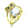 Oro Laminado Multi Stone Ring, Gold Filled Style Owl Design, with White and Black Cubic Zirconia, Polished for wholesale, main product view