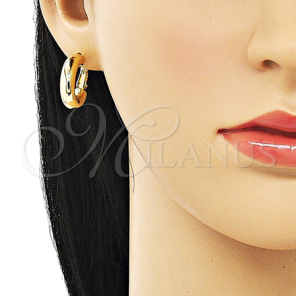 Gold Filled Hoop Earrings — Small Hoop Hollow Design Polished 02. — alternate product view — SKU 151089 | Oro Laminado aretes de aro — Small Hoop Hollow diseño pulido 02. — SKU 151089