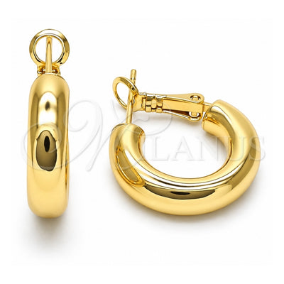 Oro Laminado Small Hoop, Gold Filled Style Hollow Design, Polished, Golden Finish, 02.179.0005.20