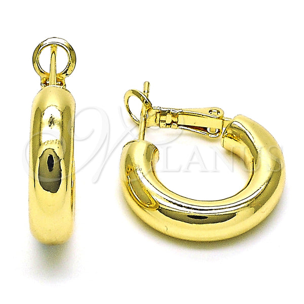 Gold Filled Hoop Earrings — Small Hoop Hollow Design Polished 02. — main product view — SKU 151089 | Oro Laminado aretes de aro — Small Hoop Hollow diseño pulido 02. — SKU 151089