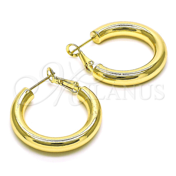 Gold Filled Hoop Earrings — Medium Hoop Hollow Design Polished 02. — main product view — SKU 151091 | Oro Laminado aretes de aro — Medium Hoop Hollow diseño pulido 02. — SKU 151091