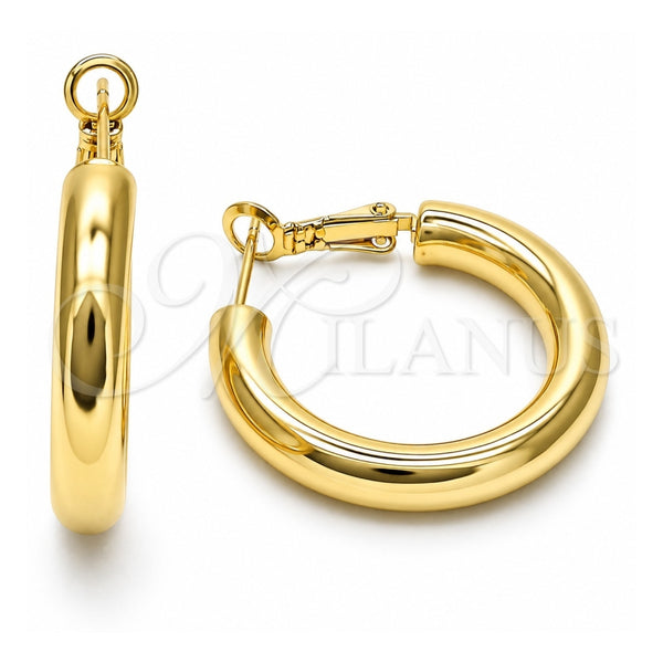 Oro Laminado Medium Hoop, Gold Filled Style Hollow Design, Polished, Golden Finish, 02.179.0005.30