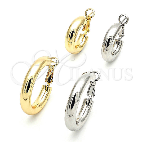 Gold Filled Hoop Earrings — Medium Hoop Hollow Design Polished 02. — alternate product view — SKU 151091 | Oro Laminado aretes de aro — Medium Hoop Hollow diseño pulido 02. — SKU 151091
